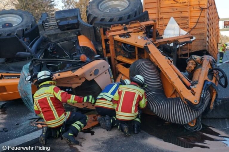 traktor durchbricht mittelleitplanke auf a8