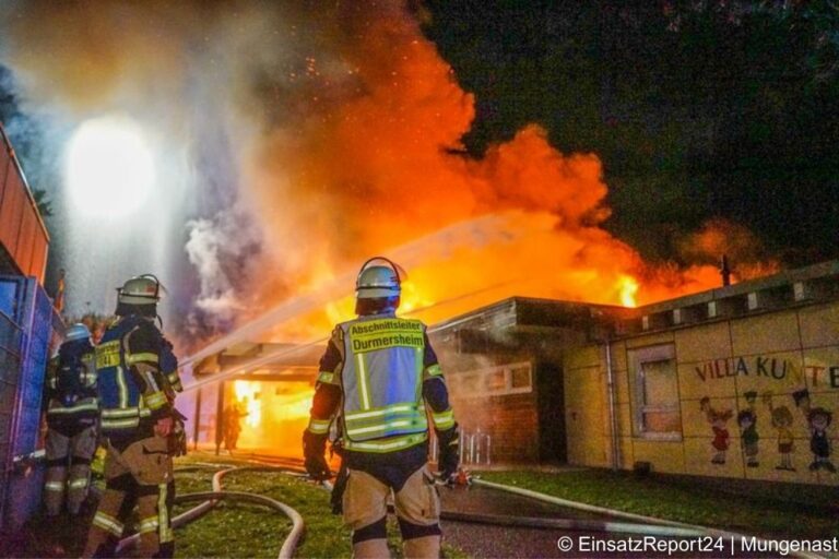 kindergarten in durmersheim brennt vollständig nieder