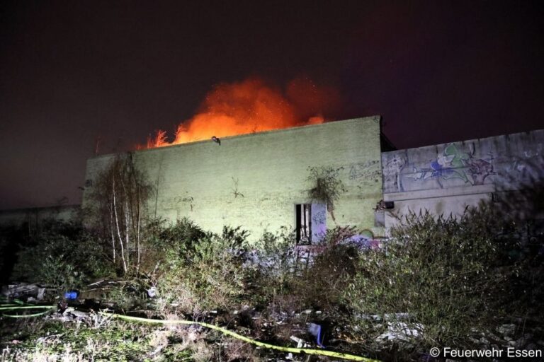 feuer in leerstehender industriehalle