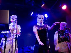 april 10 2025 calgary alberta canada l r maria alyokhina taso pletner of pussy riot performs during the riot days show at the commonwealth bar in calgary alberta