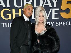 cher right and alexander edwards attend the snl50 the anniversary special at rockefeller plaza on sunday feb 16 2025 in new york