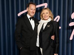 december 1 2025 london united kingdom russell thomas and kim cattrall attend the fashion awards 2025 at the royal albert hall in kensington london