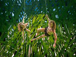 dieses von stage entertainment zur verfuegung gestellte foto zeigt alexander klaws r gemeinsam mit seinem sohn lenny bei disneys musical tarzan auf der buehne