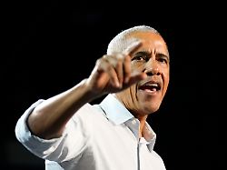 former president barack obama speaks at a campaign rally supporting democratic presidential nominee vice president kamala harris tuesday oct 22 2024 in detroit