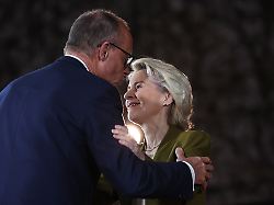 german chancellor friedrich merz welcomes president of the european commission ursula von der leyen at the chancellery in berlin germany monday dec 15 2025