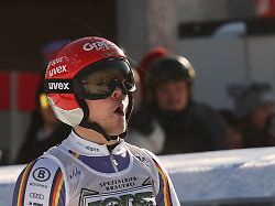 germany s fabian gratz celebrates at the finish area of an alpine ski men s world cup giant slalom in alta badia italy sunday dec 21 2025