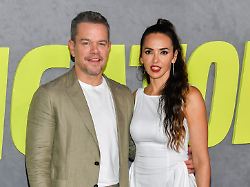 matt damon left and wife luciana barroso attend the apple original films premiere of the instigators at jazz at lincoln center on wednesday july 31 2024 in new york