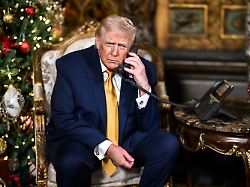 president donald trump and first lady melania trump make norad santa tracker calls from mar a lago in palm beach florida wednesday december 24 2025