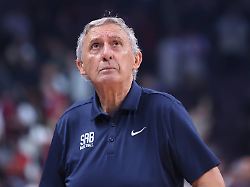 serbia vs turkey svetislav pesic headcoach basketball player of serbia during the european championships match against turkey at xiaomi arena riga 03 09 2025