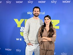 unterfohring germany november 18 yeliz koc and jimi blue ochsenknecht during the yeliz jimi we are family photocall at sky sports deutschland hq on november 18 2025 in unterfohring germany