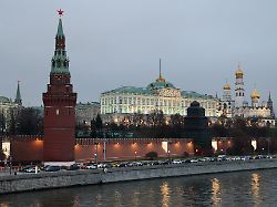 vehicles queue in traffic on an embankment near the kremlin in central moscow russia december 2 2025