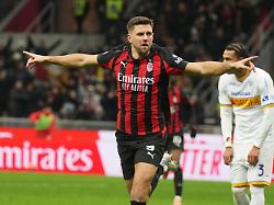 18 01 2026 italien mailand fussball serie a italien ac mailand us lecce 21 spieltag niclas fuellkrug vom ac mailand jubelt nach seinem tor zum 1 0