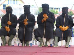 20 violators of islamic law in the city of meulaboh aceh province were whipped in public in turns