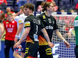 24 01 2026 handball men s ehf euro 2026 deutschland norwegen jyske bank boxen in herning daenemark main round glueckliche gesichter nach dem sieg gegen norwegen