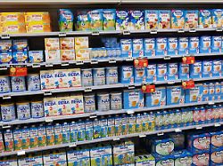 belgium may 2015 shelves filled with commercial baby food in a carrefour hypermarket