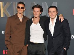 beckham uk tv premiere romeo beckham cruz beckham and brooklyn peltz beckham at the beckham uk tv premiere curzon mayfair curzon street on tuesday 03 october 2023 in london england uk