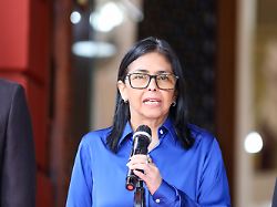 caracas venezuela january 14 venezuela s interim president delcy rodriguez speaks during a press conference at miraflores presidential palace in caracas venezuela on january 14 2026 1