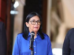 caracas venezuela january 14 venezuela s interim president delcy rodriguez speaks during a press conference at miraflores presidential palace in caracas venezuela on january 14 2026