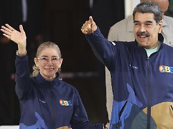 caracas venezuela november 21 venezuela s president nicolas maduro arrives next to his wife cilia flores for the student day celebrations at miraflores palace in caracas venezuela on november 21 2025