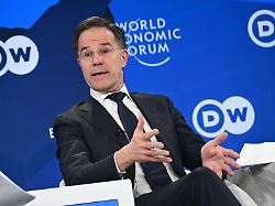 davos switzerland january 21 nato secretary general mark rutte gives a speech at the world economic forum annual meeting held in davos switzerland on january 21 2026