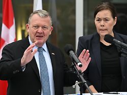 denmark s foreign minister lars lc3b8kke rasmussen and greenland s foreign minister vivian motzfeldt speak at a news conference at the embassy of denmark wednesday jan 14 2026 in washington
