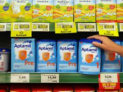 different types of baby nutrition in a supermarket germany august 2016 shelf with a selection of baby nutrition in a marktkauf supermarket
