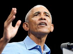 former president barack obama gestures during a rally for virginia democratic gubernatorial candidate abigail spanberger saturday nov 1 2025 in norfolk va
