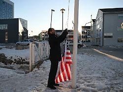 german comedian maxi schafroth tries to rise an american flag in the city of nuuk western greenland on january 28 2026