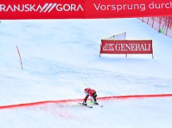 kranjska gora slovenia january 04rd 2026 camille rast of switzerland after the second run of the women s slalom race of the audi fis alpine skiing world cup race on the kranjska gora slovenia