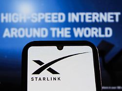 october 16 2025 bandung west java indonesia in this photo illustration starlink logo is displayed on a smartphone 1