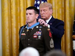 president donald trump awards the medal of honor to army sgt maj thomas p payne in the east room of the white house on friday sept 11 2020 in washington