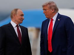 president donald trump talks with russia s president vladimir putin friday aug 15 2025 at joint base elmendorf richardson alaska