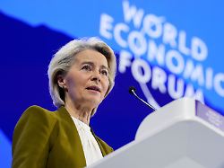 president of the european commission ursula von der leyen talks during the annual meeting of the world economic forum in davos switzerland tuesday jan 20 2026