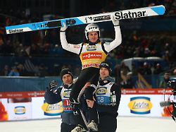 ski jumping four hills tournament bischofshofen austria january 6 2026 slovenia s domen prevc celebrates winning the four hills tournament reuters kai pfaffenbach