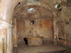 the calidarium of the forum baths in pompeii 1st century