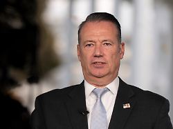 todd lyons acting director of the u s immigration and customs enforcement ice is interviewed on tv on the white house grounds monday nov 3 2025 in washington