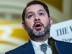 u s ruben gallego d az speaks at a press conference following the weekly senate policy luncheon in the us capitol in washington dc on wednesday november 19 2025 photo by annabelle gordon upi