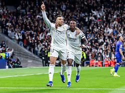 uefa champions league soccer match real madrid vs monaco at santiago bernabeu stadium in madrid spain