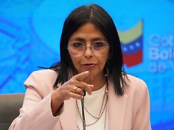 venezuelan vice president delcy rodriguez gives a press conference at miraflores presidential palace in caracas venezuela monday nov 18 2024 1