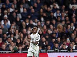 vinicius jr real madrid cf gestures during the laliga ea sports match between real madrid v levante ud at santiago bernabeu on january 17 2026 in madrid spain