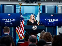 white house press secretary karoline leavitt speaks during a press briefing in the james s brady press briefing room of the white house in washington dc usa on thursday january 8 2026