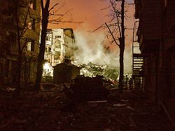 zerstoerung nach einem russischen raketenangriff