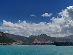 view of the north morocco coast and the tanger med insdustrial port complex tangier morocco 1 april 2024 view of the north morocco coast and the tanger med insdustrial port complex copyright xzoonar