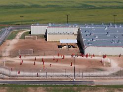 a drone view of detainees at the the bluebonnet detention facility the facility where venezuelans at the center of a u s supreme court ruling are held in anson texas u s april 22 2025