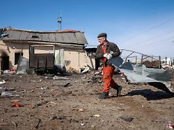 a resident cleans an area at the site of the russian drone strike amid russia s attack on ukraine near the city of chornomorsk odesa region ukraine february 23 2026