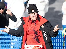 abd0102 20260211 bormio italien franjo von allmen sui am hot seat am mittwoch 11 februar 2026 waehrend dem super g der maenner im rahmen der olympischen winterspiele in bormio
