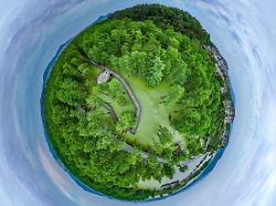 aerial photo shows the summer scenery of a water forest park in hangzhou city east china s zhejiang province 8 july 2025