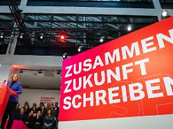 baerbel bas parteivorsitzende waehrend ihrer grundsatzrede