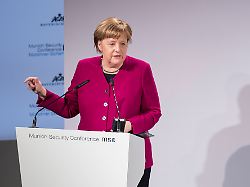 bundeskanzlerin angela merkel cdu spricht im rahmen der muenchner sicherheitskonferenz msc in muenchen 16 02 2019