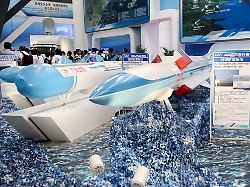 cm 302 supersonic anti ship missile weapon system is shown during the zhuhai air show 2016